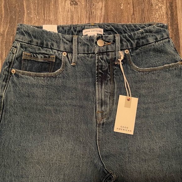 Good American Good Boy High Waist Distressed Nonstretch Jeans, NWT - Picture 5 of 16
